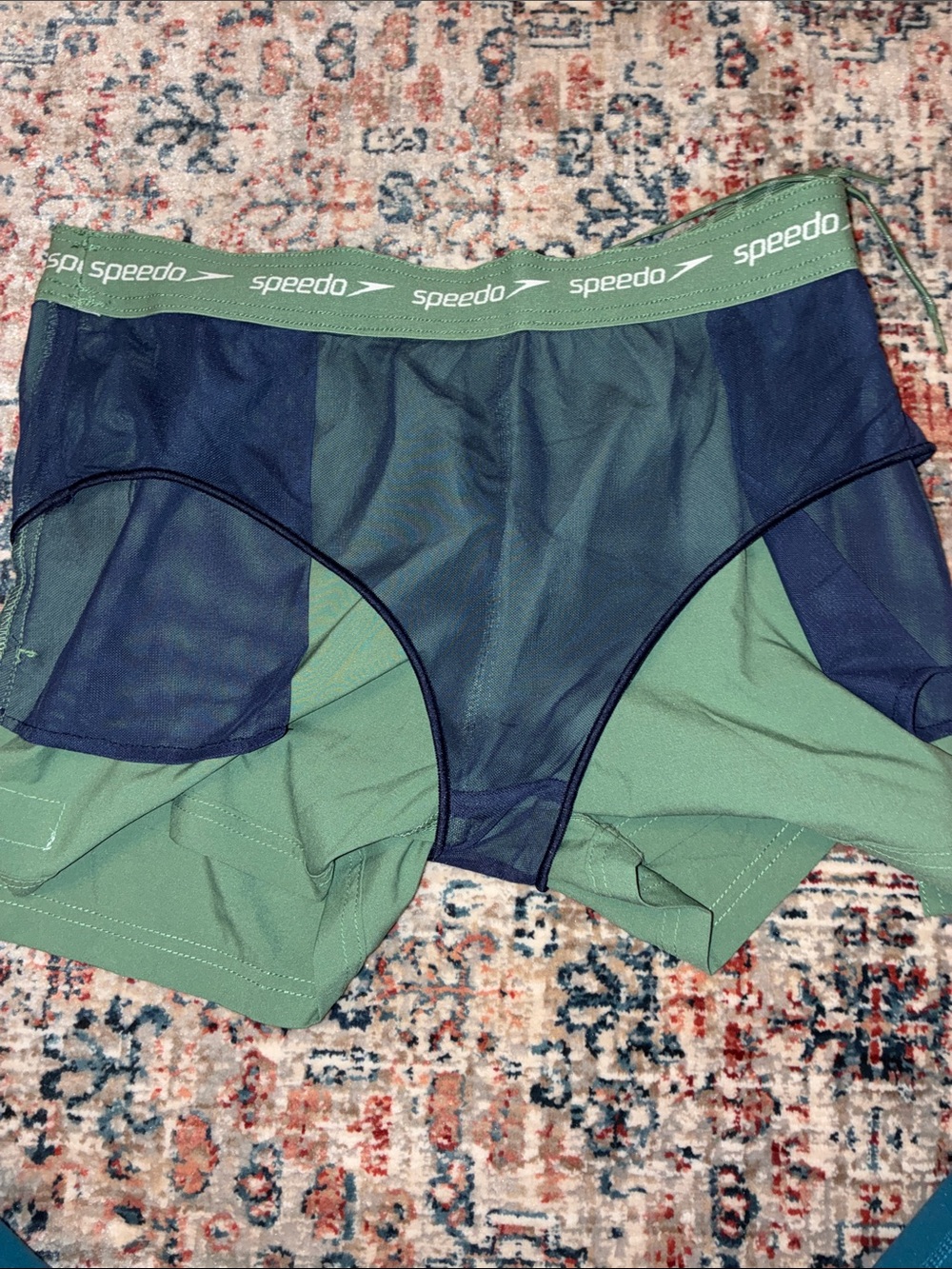 Speedo Green Drawstring Swim Trunks - Picture 7 of 8